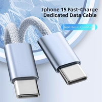Câble USB-C vers USB-C tressé en nylon/TPE avec conducteur en cuivre pur 60W, 1m, charge rapide 3A/5A pour iOS iPhone 15/16/17/18 et ordinateur