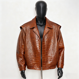 Veste <span class=keywords><strong>en</strong></span> <span class=keywords><strong>cuir</strong></span> pour homme <span class=keywords><strong>en</strong></span> <span class=keywords><strong>cuir</strong></span> de vachette véritable personnalisée 100% nouveau style pour la peau de crocodile <span class=keywords><strong>en</strong></span> relief Vintage automne manteau de veste <span class=keywords><strong>en</strong></span> <span class=keywords><strong>cuir</strong></span> - Product Image 1