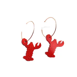 Syasibo jewelry ERS301HP095 1pair Top fashion CN Hoop Lobster Crab cute Acrylic earrings Jewelry for women Copper