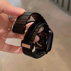 Correa de Reloj de Cuero de Doble Uso, Deportiva y Ejecutiva, de Piel de Vaca de Primera Capa, Compatible con <span class=keywords><strong>Apple</strong></span> <span class=keywords><strong>Watch</strong></span> Ultra 2 S11 S10 38 40 41 44 45 49mm - Product Image 1
