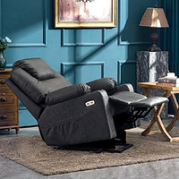 Fauteuil inclinable électrique Runwood gris en similicuir moyen 7040 pour personnes âgées, 3 positions, avec massage, chaleur et 2 poches latérales