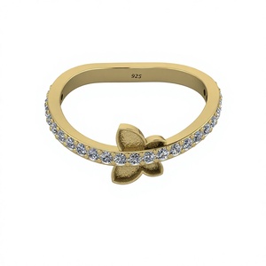 Anillo de Plata de Ley 925 de Alta Calidad con Forma de Mariposa Pequeña, Bisel en Blanco con Zirconia, para Joyería DIY - Product Image 1