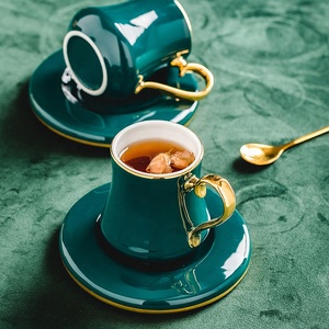 Juegos de Café para el Té de la Tarde con Cerámica de Phnom Penh, Venta al por Mayor de Artículos de Bebida Vintage Azules y Verdes de Estilo Europeo - Product Image 6