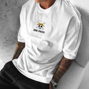 T-shirt in cotone pesante 220g con Logo personalizzato da uomo con maniche corte, t-shirt con stampa Anime a maniche corte, taglie forti - Product Image 1