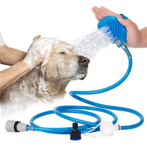 Chuveiro portátil para cachorros leve, fácil de instalar, suprimentos para animais de estimação, uso em spray de água, produtos em plástico para limpeza de animais de estimação e cuidado azul