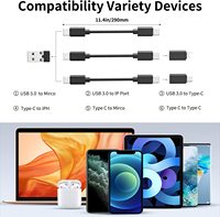 Câble de données tressé Type-C à chargement rapide 60W 5-en-1 multifonction avec boîte de rangement numérique, compatible OEM LOGO 2026 pour téléphone portable