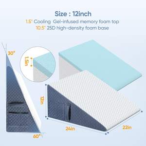 Cojín Grande para Respaldo, Almohada de Soporte Lumbar, Almohada de Cuña para Cama, Funda Extraíble y Lavable, Almohada de Cuña Inclinada para Mejorar el Sueño - Product Image 2