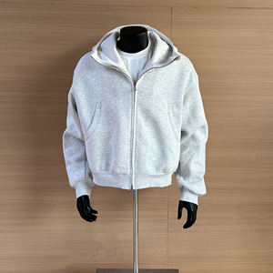 เสื้อฮู้ดดี้ผู้ชายทรงบ็อกซี่แบบซิปเต็มตัว ผ้าเฟรนช์เทอร์รี่เนื้อหนัก 500 กรัม ผ้าฝ้าย 100% สีพื้น ไม่มีลาย สไตล์ดิสเทรส ผลิตโดยผู้ผลิตชั้นนำ รับสั่งทำตามแบบ - Product Image 1