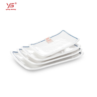 Assiettes à sushi rectangulaires en mélamine mate A5 personnalisées pour restaurant japonais