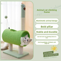 Arbre à chat en sisal avec tunnel et grotte pour chatons et chats d'intérieur, avec boule de jeu