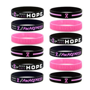 Bracelets en silicone de sensibilisation au cancer du sein d'événements de ruban rose personnalisés bon marché - Product Image 4