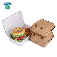 Jetable personnaliser noir à emporter carton ondulé emballage fast-food de papier pour poulet frit Hamburger Burger boîte