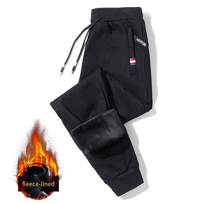 Red label zippered legs black non-fleece