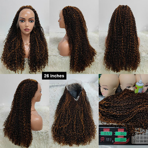 Letsfly Hair <b>Pixie</b> Curly 30inches Pre-plucked 13x4 Lace frontal 300% Density 4/27# Natural Hair Human Hair Wholesales 99J - Product Image 4