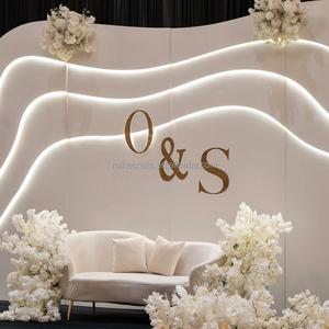 Toile de fond de mariage en PVC acrylique blanc, forme ondulée, panneau LED pour la décoration de la scène de mariage et du photomaton - Product Image 1