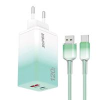 Chargeur USB Type-C PD 120W pour téléphone portable avec câble USB-C, adaptateur secteur USB-C à charge rapide 120W, prise EU