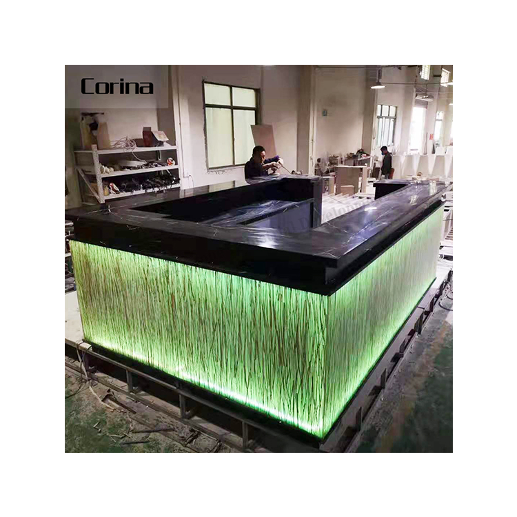 Corina De Luxe moderne de surface solide acrylique comptoirs de bar comptoir commercial A MENÉ LA table de barre