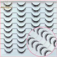 Abestyou 20 paires 100% de cils de vison à bande complète faits à la main Faux cils naturels moelleux avec emballage personnalisé Vente en gros