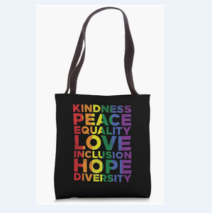Sac fourre-tout personnalisé en toile Impression personnalisée Amitié Égalité Amour LGBTQ Arc-en-ciel Fierté gay Allié - Product Image 1