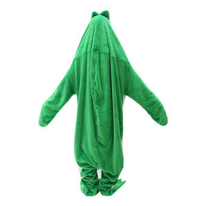 Animal lindo verde invierno cálido <span class=keywords><strong>Polar</strong></span> franela Onesie versión de baño pijamas dibujos animados manga larga Homewear Manta - Product Image 2