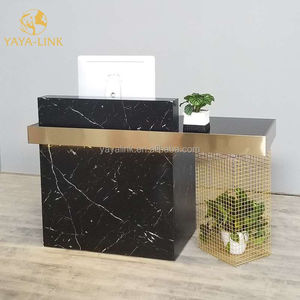 Bureau <span class=keywords><strong>de</strong></span> réception <span class=keywords><strong>de</strong></span> style nordique Nouveau motif en marbre et design en métal Mobilier <span class=keywords><strong>de</strong></span> salon <span class=keywords><strong>de</strong></span> beauté Bureau <span class=keywords><strong>de</strong></span> réception - Product Image 2