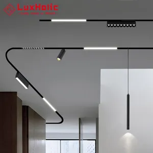 Mới Được Thiết Kế Khách Sạn Đường Sắt Từ Hệ Thống Led Cob Dimmable Chống Lóa Di Chuyển Miễn Phí Tuyến Tính Ấm Led Theo Dõi Từ Ánh Sáng