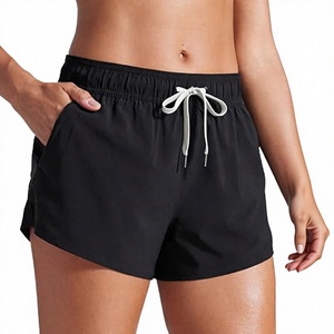 Pink Women's Loose Fit 100% Cotton Plain Dyed Mid Waist Running Athletic Training Casual Jogger Shorts <b>Drawstring</b> - Product Image 4