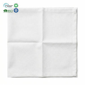 Clean White 18x18 Inch Poly Cotton Waterproof Reusable Eco-Friendly Hotel Napkins Hemmed <b>Edge</b> Commercial Grade Banquet - Product Image 1