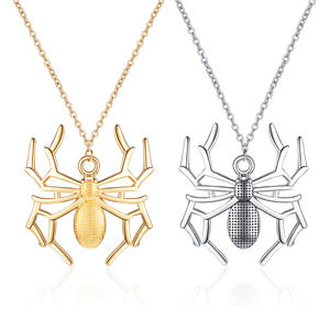 สร้อยคอจี้แมงมุมโลหะผสมทองแดงชุบเงิน สไตล์พังก์ ดีไซน์แมลง สายเชื่อมต่อ ของขวัญสำหรับงานปาร์ตี้ ใช้ได้ทั้งชายและหญิง - Product Image 3