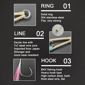 Hameçons doubles lumineux UV XUHANG PXTW-PT en acier nickelé pour la pêche à la traîne en eau douce, assiste à la pêche au bar, au requin, au cabillaud en rivière - Product Image 4