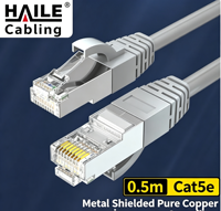 Cable de conexión Cat5e STP de 0,5 m HT-508 gris, conector de red de cobre sin oxígeno de 8 núcleos