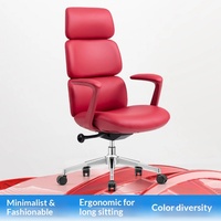 Chaise de bureau de style américain en cuir avec base à cinq étoiles et accoudoir pivotant - Chaise de bureau ergonomique inclinable pour un confort prolongé