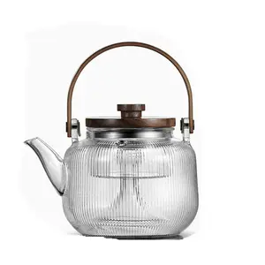 1000ml transparent High Temperature Steaming And Boiling Dual Purpose glass teapot
