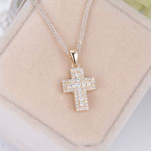 Messi Jewelry 10k <b>Gold</b> <b>Cross</b> Lab Diamond Pendant DEF Color Yellow <b>Gold</b> Fashion Jewelry Gift - Product Image 3