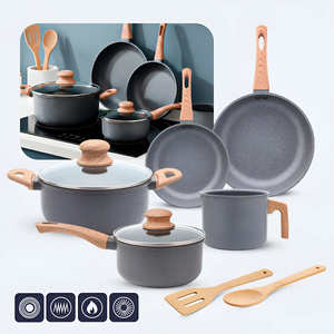 High Quality <b>Pot</b> Pan Silicone Glass Lids Soft Touch Handle Non Stick 7 Piece Aluminium Ceramic Cookware <b>Set</b> - Product Image 1