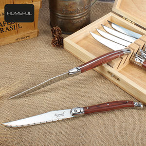 Ensemble de six couteaux à steak <span class=keywords><strong>Laguiole</strong></span> en acier inoxydable avec manche en bois, design durable, prix d'<span class=keywords><strong>usine</strong></span>, pour la cuisine et les restaurants - Product Image 4