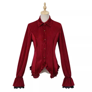 Camicie da donna con volant in <span class=keywords><strong>pizzo</strong></span> rosso nero Vintage vampiro rinascimentale vittoriano Steampunk camicia gotico medievale Costume di Halloween - Product Image 4