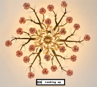 Lustres et lampes suspendues en céramique cristalline rose, chaleureux et romantique, luminaire de plafond pour mariage, décoration intérieure