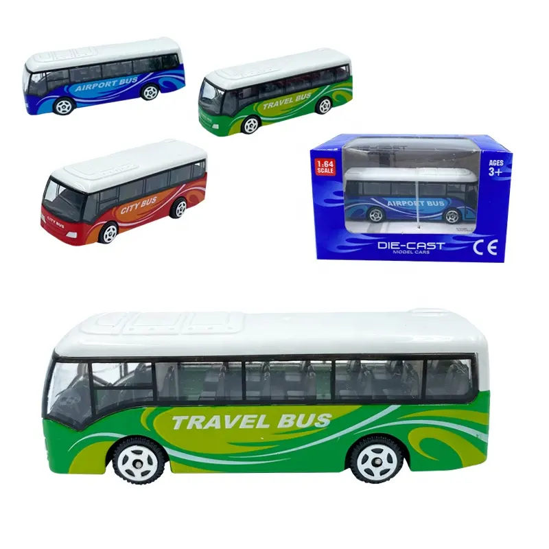Hot Sell Druckguss Spielzeug bus 3 Designs von Metall bus 1:64 Slide Legierung Modell Bus