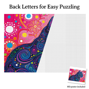 Puzzle Psychedelic Cat 500 1000 pièces, puzzle en carton imprimé en couleur pour adultes et enfants, style dessin animé unisexe - Product Image 3