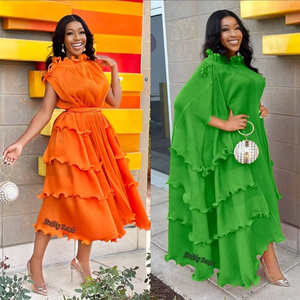 Vestido de Fiesta Plisado de Verano, Estilo Dubai, Color Sólido, Holgado, Elegante, <span class=keywords><strong>Talla</strong></span> Grande para Mujeres con Curvas - Product Image 1