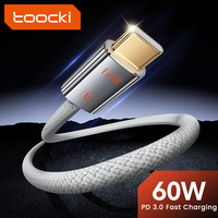 Câble USB-C vers USB-C Toocki Smart Charge 60W haute puissance, tissage fin, transfert 480 Mbps pour téléphones, tablettes, charge rapide et sécurisée