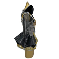 Combinaisons de scène sexy avec rivets en strass pour femmes, tenue de club, de maison de spectacle, de DJ, de chanteuse, de festival, costume de danseuse gogo