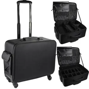 Rolling Makeup Case Trolley Cosmetic backpack beauty tool organizer bag with wheels Train Cases on Wheels 4 spinners