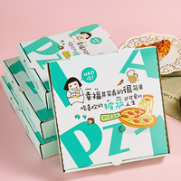 Boîte à pizza en carton ondulé personnalisée de haute qualité avec fentes, pelliculage brillant, jetable et recyclable pour restaurants et aliments