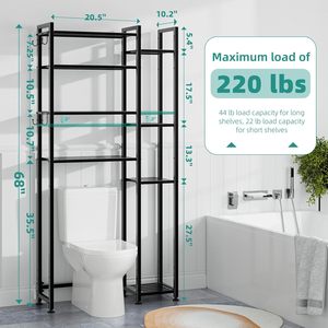 Estante organizador <span class=keywords><strong>de</strong></span> inodoro independiente <span class=keywords><strong>de</strong></span> 8 niveles, 6 ganchos, estantes laterales adicionales, <span class=keywords><strong>de</strong></span> tendencia Simple muebles <span class=keywords><strong>de</strong></span> <span class=keywords><strong>baño</strong></span>, almacenamiento <span class=keywords><strong>de</strong></span> lavandería y balcón - Product Image 3