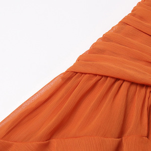 HANOU 2024 Outono Chiffon Plissado Maxi Vestido Mulher Lotus Leaf Lace Splicing Cintura Alta Fairy Saia Vestidos de Noite Elegantes - Product Image 6