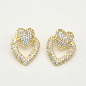 De la CZ oro doble corazón colgante joyería de hermana de regalo de la madre - Product Image 4