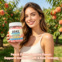 Gomitas con Centro Relleno de Vitamina D3 K2 de Marca Privada, Sin Azúcar, Suplemento de Vitamina D3 K2, Favorece la Salud de Huesos y Músculos, Sin Gluten, Vegano
