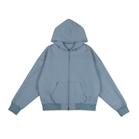 Sweat à Capuche Zippé Personnalisé Luxe Uni 600 g/m² Vierge Épais Lourd Molleton Coton 100% Coupe Courte Double Fermeture Éclair